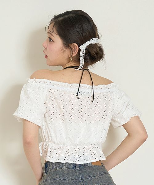 Mi-je（ミジェ）の「バルーンスリーブブラウス【韓国ファッション】（シャツ/ブラウス・レディース・ミント/オフホワイト・F）」の3枚目の写真