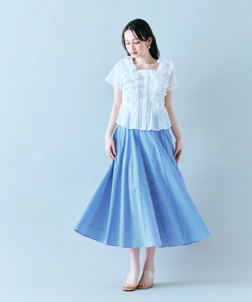 Audie a Muses（オーディアミューズ）の「【セットアップ対応】ギャザーフリルブラウス（シャツ/ブラウス・レディース・オフホワイト/カーキ/ネイビー・42/38）」の21枚目の写真