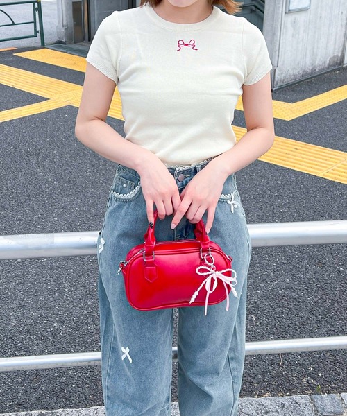 frunco(フランコ)の「リボンニットトップス(ニット/セーター・レディース・ホワイト/ブラック/ピンク/ブルー/ブラック×ホワイト・FREE)」の21枚目の写真
