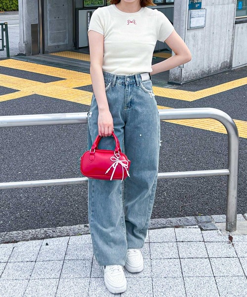 frunco(フランコ)の「リボンニットトップス(ニット/セーター・レディース・ホワイト/ブラック/ピンク/ブルー/ブラック×ホワイト・FREE)」の18枚目の写真