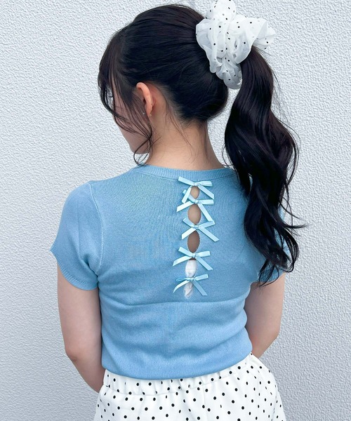 frunco(フランコ)の「リボンニットトップス(ニット/セーター・レディース・ホワイト/ブラック/ピンク/ブルー/ブラック×ホワイト・FREE)」の15枚目の写真