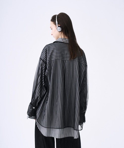 seyto（セイト）の「Tulle layered striped shirt / チュール