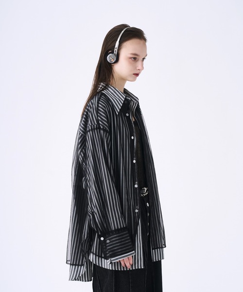 seyto（セイト）の「Tulle layered striped shirt / チュール
