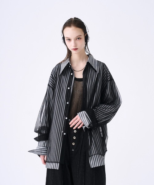 seyto チュールレイヤードテーラードジャケット Lame stripe tulle layered tailored jacket / ラメストライプ