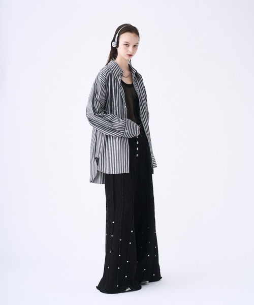 seyto（セイト）の「Tulle layered striped shirt / チュール