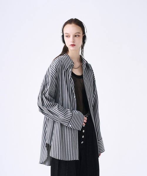 seyto セイト2 / チュールレイヤードストライプシャツ Tulle layered striped shirt / チュールレイヤードストライプ