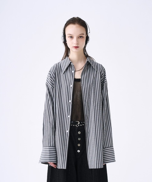 seyto（セイト）の「Tulle layered striped shirt / チュール