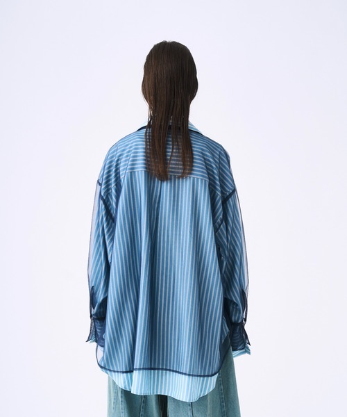 seyto（セイト）の「Tulle layered striped shirt / チュール