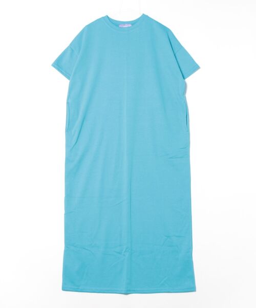 wee9s(ウィークス)の「HANSODE sweatee one piece / 半袖スウェッティーワンピース(スッキリタイプ)(ワンピース・レディース・ターコイズブルー/ブラック/レッド・LONG/SHORT/FREE)」の4枚目の写真