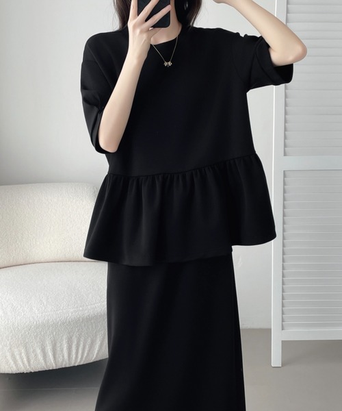 ABITOKYO(アビトーキョー)の「ペプラムフリルダンボールセットアップ(セットアップ・レディース・グレー/ベージュ/ブラック・M/XL/L)」の2枚目の写真