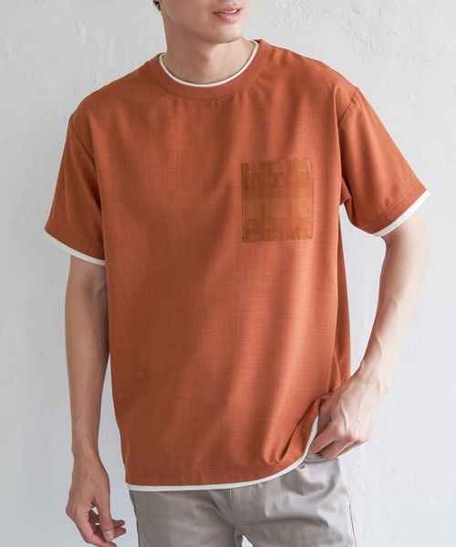 ikka(イッカ)の「【お得だ値】イージーケアリネンライクシャツT(Tシャツ/カットソー・メンズ・オレンジ/ネイビー/ベージュ/グリーン/チャコールグレー・M/L/XL/S)」の5枚目の写真
