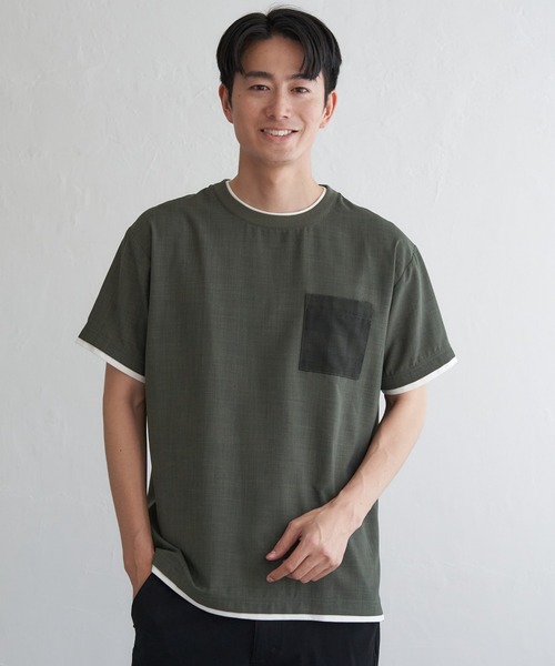 ikka(イッカ)の「【お得だ値】イージーケアリネンライクシャツT(Tシャツ/カットソー・メンズ・オレンジ/ネイビー/ベージュ/グリーン/チャコールグレー・M/L/XL/S)」の22枚目の写真