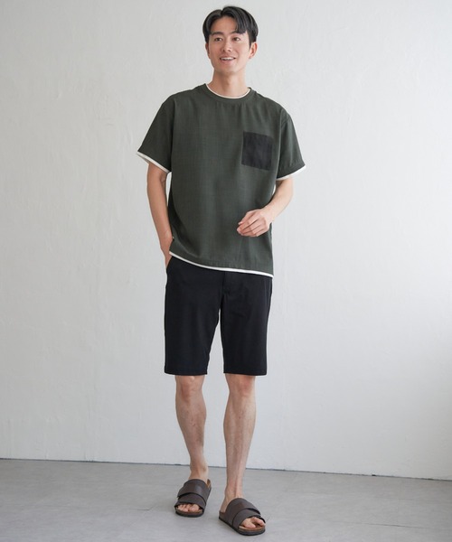 ikka(イッカ)の「【お得だ値】イージーケアリネンライクシャツT(Tシャツ/カットソー・メンズ・オレンジ/ネイビー/ベージュ/グリーン/チャコールグレー・M/L/XL/S)」の16枚目の写真