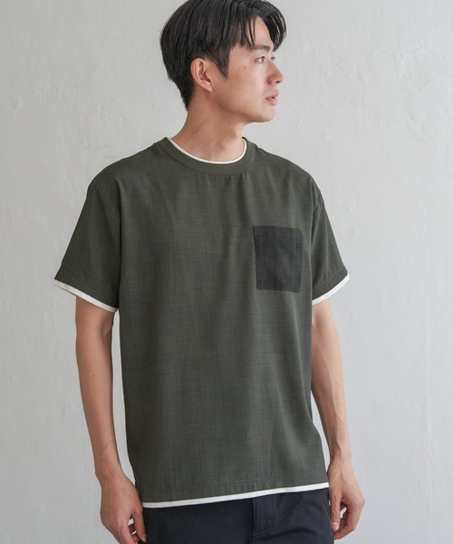 ikka(イッカ)の「【お得だ値】イージーケアリネンライクシャツT(Tシャツ/カットソー・メンズ・オレンジ/ネイビー/ベージュ/グリーン/チャコールグレー・M/L/XL/S)」の17枚目の写真