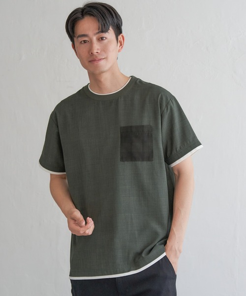 ikka(イッカ)の「【お得だ値】イージーケアリネンライクシャツT(Tシャツ/カットソー・メンズ・オレンジ/ネイビー/ベージュ/グリーン/チャコールグレー・M/L/XL/S)」の18枚目の写真