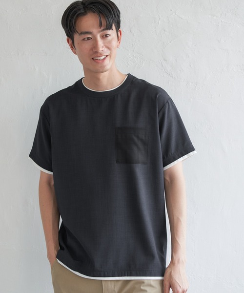 ikka(イッカ)の「【お得だ値】イージーケアリネンライクシャツT(Tシャツ/カットソー・メンズ・オレンジ/ネイビー/ベージュ/グリーン/チャコールグレー・M/L/XL/S)」の21枚目の写真