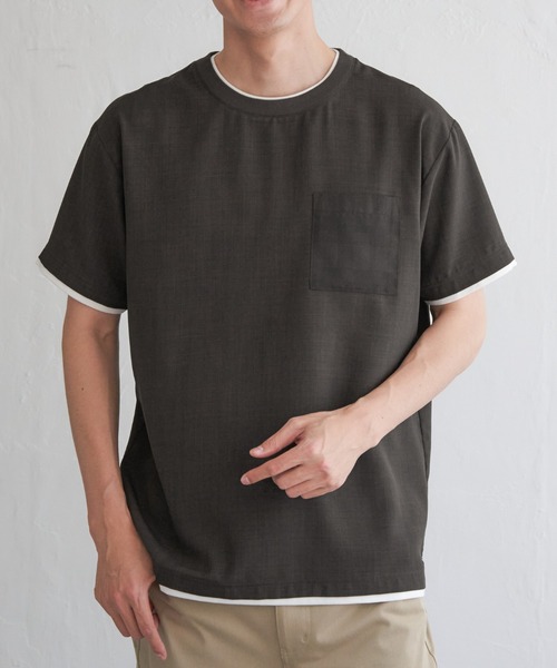 ikka(イッカ)の「【お得だ値】イージーケアリネンライクシャツT(Tシャツ/カットソー・メンズ・オレンジ/ネイビー/ベージュ/グリーン/チャコールグレー・M/L/XL/S)」の13枚目の写真