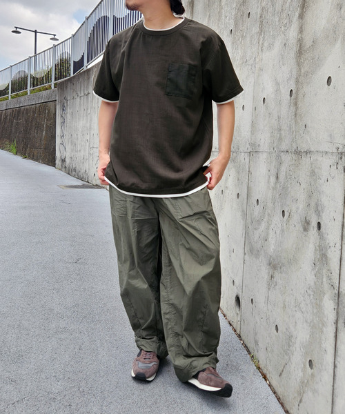 ikka(イッカ)の「【お得だ値】イージーケアリネンライクシャツT(Tシャツ/カットソー・メンズ・オレンジ/ネイビー/ベージュ/グリーン/チャコールグレー・M/L/XL/S)」の7枚目の写真