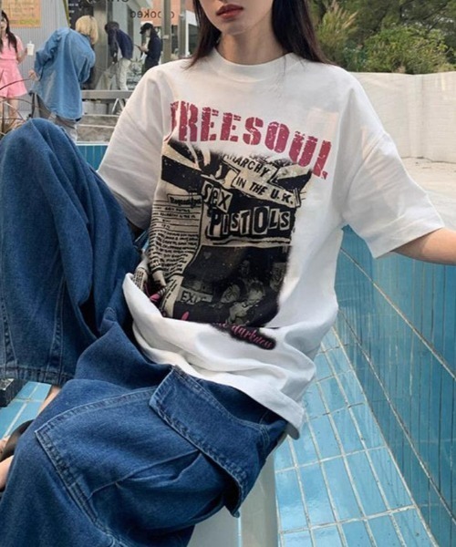 GEMEDA(ジェメダ)の「綿100 ヴィンテージ風ロックプリントオーバーサイズTシャツ(Tシャツ/カットソー・レディース・ブラック/ホワイト・M)」の20枚目の写真
