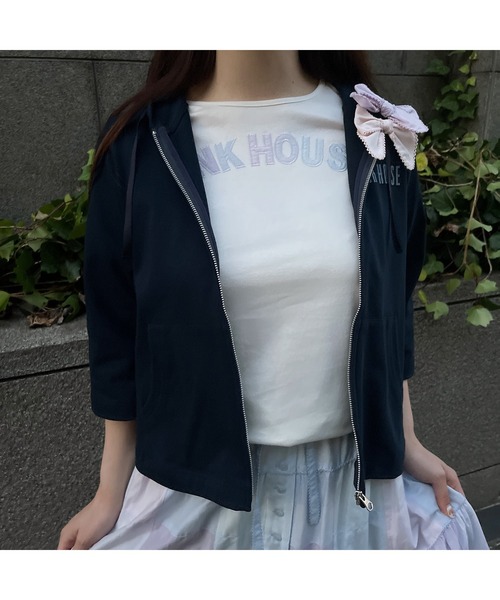 PINK HOUSE(ピンクハウス)の「あじさいグラデーションロゴアップリケパーカー(パーカー・レディース・アイボリー/ピンク/ミント/ネイビー・MEDIUM/LARGE)」の22枚目の写真