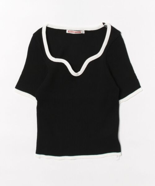 NinaetLina（ニナエリナ）の「バイカラーリブサマーニット（Tシャツ/カットソー・レディース・ブラック/パープル/ホワイト/ピンク/グリーン・FREE）」の19枚目の写真