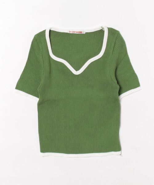 NinaetLina（ニナエリナ）の「バイカラーリブサマーニット（Tシャツ/カットソー・レディース・ブラック/パープル/ホワイト/ピンク/グリーン・FREE）」の20枚目の写真