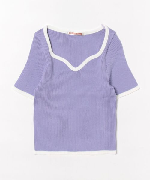 NinaetLina（ニナエリナ）の「バイカラーリブサマーニット（Tシャツ/カットソー・レディース・ブラック/パープル/ホワイト/ピンク/グリーン・FREE）」の21枚目の写真