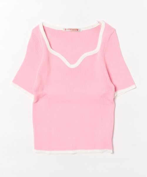 NinaetLina（ニナエリナ）の「バイカラーリブサマーニット（Tシャツ/カットソー・レディース・ブラック/パープル/ホワイト/ピンク/グリーン・FREE）」の22枚目の写真