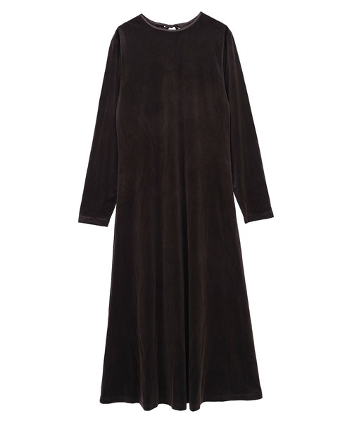 バックリボンフィットアンドフレアベロアワンピース（ワンピース