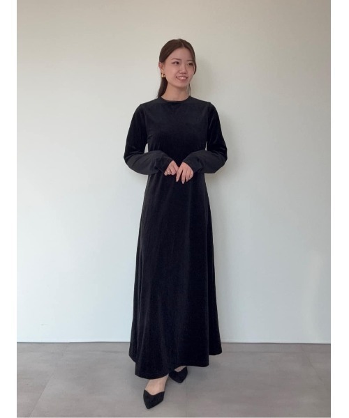 バックリボンフィットアンドフレアベロアワンピース セール】バックリボンフィットアンドフレアベロアワンピース