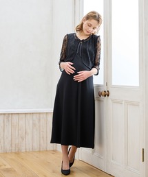 マタニティドレス　お呼ばれドレス黒 マタニティ ワンピース ドレス 結婚式 お呼ばれドレス 袖あり
