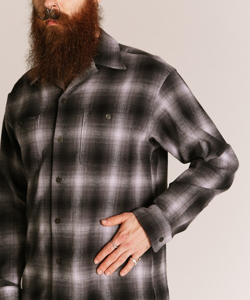 直営限定Schottショット　オンブレチェックシャツ　ブラック　XLサイズ Schott N.Y.C シャツ Schott/ショット/OMBRE CHECK FLANNEL LS