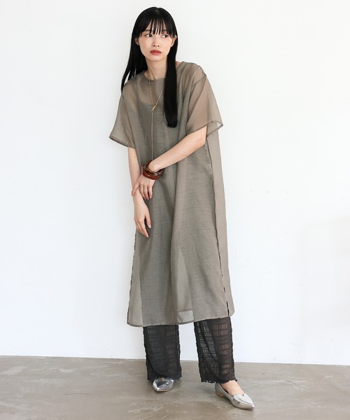 No Rule No Line（ノール－ルノーライン）の「シアーワンピース シアーロングスリットワンピ（ワンピース・レディース・ベージュ系/ホワイト/ブラック・FREE）」の3枚目の写真