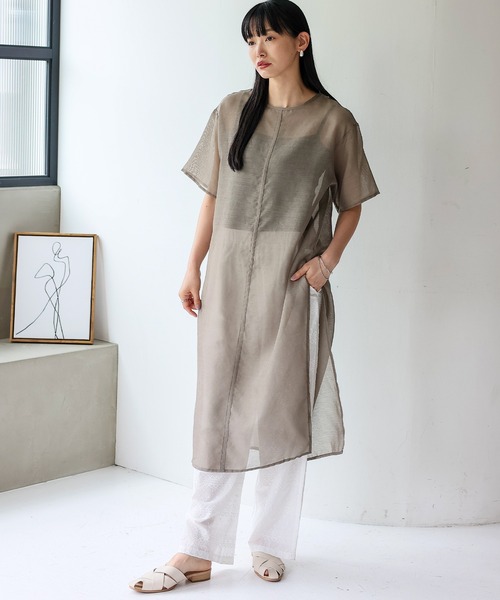 No Rule No Line（ノール－ルノーライン）の「シアーワンピース シアーロングスリットワンピ（ワンピース・レディース・ベージュ系/ホワイト/ブラック・FREE）」の5枚目の写真