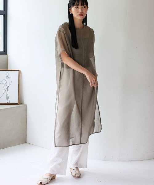 No Rule No Line（ノール－ルノーライン）の「シアーワンピース シアーロングスリットワンピ（ワンピース・レディース・ベージュ系/ホワイト/ブラック・FREE）」の9枚目の写真