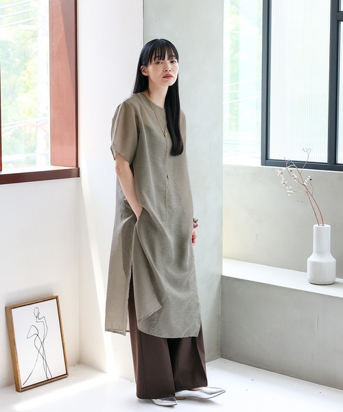 SR sheer ロングワンピース SLY ワンピース SHEER CAMI ZIP L/DRESS シアー キャミ ジップ