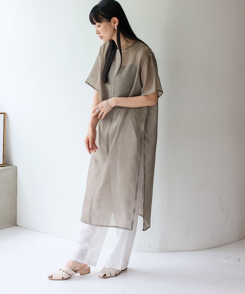 No Rule No Line（ノール－ルノーライン）の「シアーワンピース シアーロングスリットワンピ（ワンピース・レディース・ベージュ系/ホワイト/ブラック・FREE）」の10枚目の写真