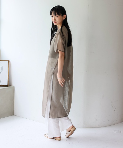 No Rule No Line（ノール－ルノーライン）の「シアーワンピース シアーロングスリットワンピ（ワンピース・レディース・ベージュ系/ホワイト/ブラック・FREE）」の12枚目の写真