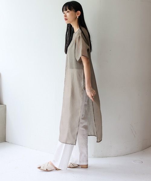 No Rule No Line（ノール－ルノーライン）の「シアーワンピース シアーロングスリットワンピ（ワンピース・レディース・ベージュ系/ホワイト/ブラック・FREE）」の13枚目の写真