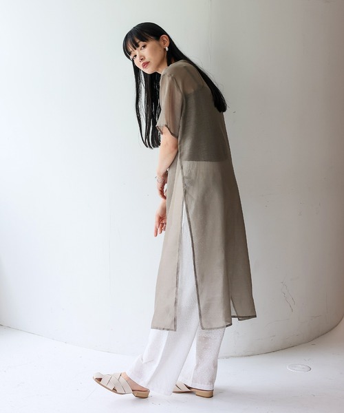 No Rule No Line（ノール－ルノーライン）の「シアーワンピース シアーロングスリットワンピ（ワンピース・レディース・ベージュ系/ホワイト/ブラック・FREE）」の4枚目の写真