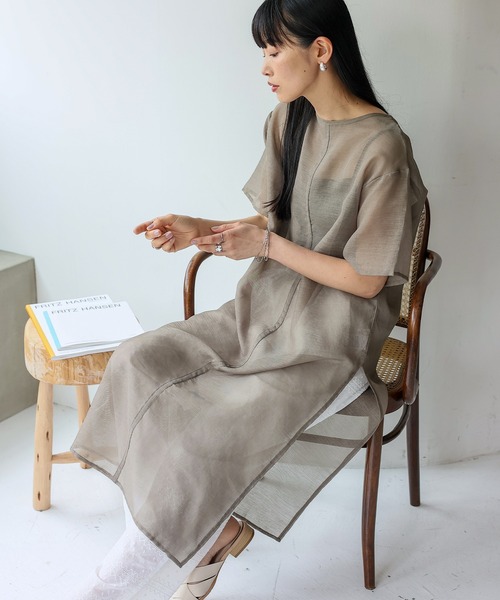 No Rule No Line（ノール－ルノーライン）の「シアーワンピース シアーロングスリットワンピ（ワンピース・レディース・ベージュ系/ホワイト/ブラック・FREE）」の15枚目の写真