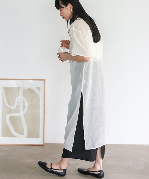 No Rule No Line（ノール－ルノーライン）の「シアーワンピース シアーロングスリットワンピ（ワンピース・レディース・ベージュ系/ホワイト/ブラック・FREE）」の16枚目の写真