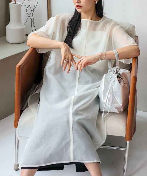 No Rule No Line（ノール－ルノーライン）の「シアーワンピース シアーロングスリットワンピ（ワンピース・レディース・ベージュ系/ホワイト/ブラック・FREE）」の17枚目の写真