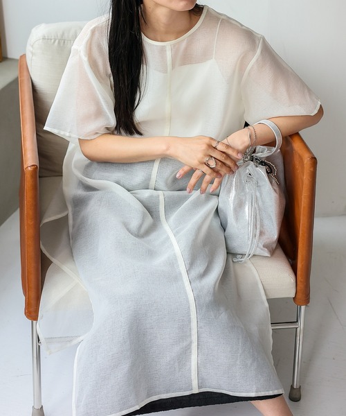 No Rule No Line（ノール－ルノーライン）の「シアーワンピース シアーロングスリットワンピ（ワンピース・レディース・ベージュ系/ホワイト/ブラック・FREE）」の18枚目の写真