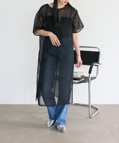 極美品✨RED VALENTINO　アイラインシルエットスリットワンピース　黒 レッドラインAラインワンピース（黒）縦のラインを強調