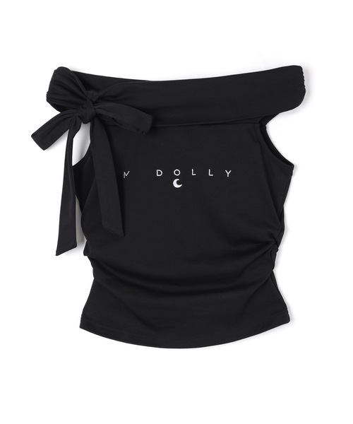 M DOLLY（エムドリー）の「*M DOLLY original* bardot logo tops/バルドーロゴトップス（Tシャツ/カットソー・レディース・ブラック/ホワイト・FREE）」の6枚目の写真