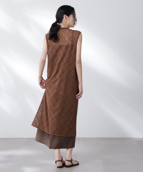 【セット】ロングジレ、レースワンピ セール】レースロングジレ×キャミワンピースセット（ワンピース