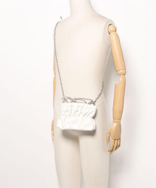 VIBGYOR(ヴィブジョー)の「Mignonjour/ストーンハンドルミニチェーンバッグ M2339(ショルダーバッグ・レディース・ホワイト/ベージュ/ブラック/シルバー・FREE)」の5枚目の写真