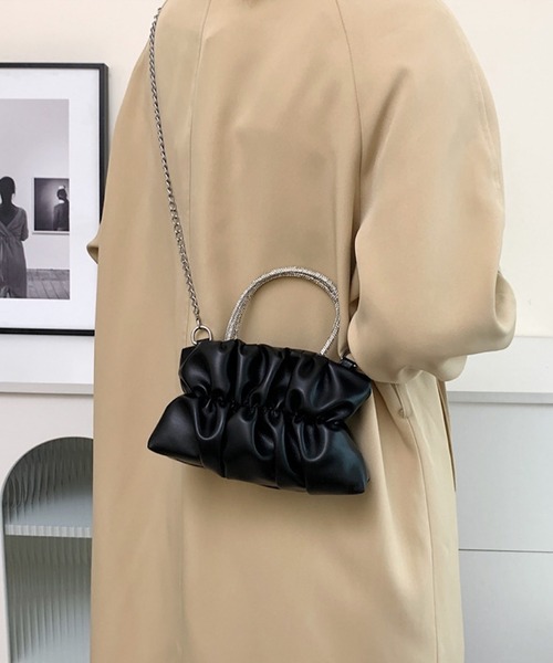 VIBGYOR(ヴィブジョー)の「Mignonjour/ストーンハンドルミニチェーンバッグ M2339(ショルダーバッグ・レディース・ホワイト/ベージュ/ブラック/シルバー・FREE)」の10枚目の写真