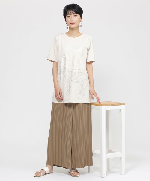 tシャツ 「接触冷感」「ウォッシャブル」ラインパンサープリントチュニックカットソー レディース 楽天市場】接触冷感 Tシャツ レディース 冷感 カットソー